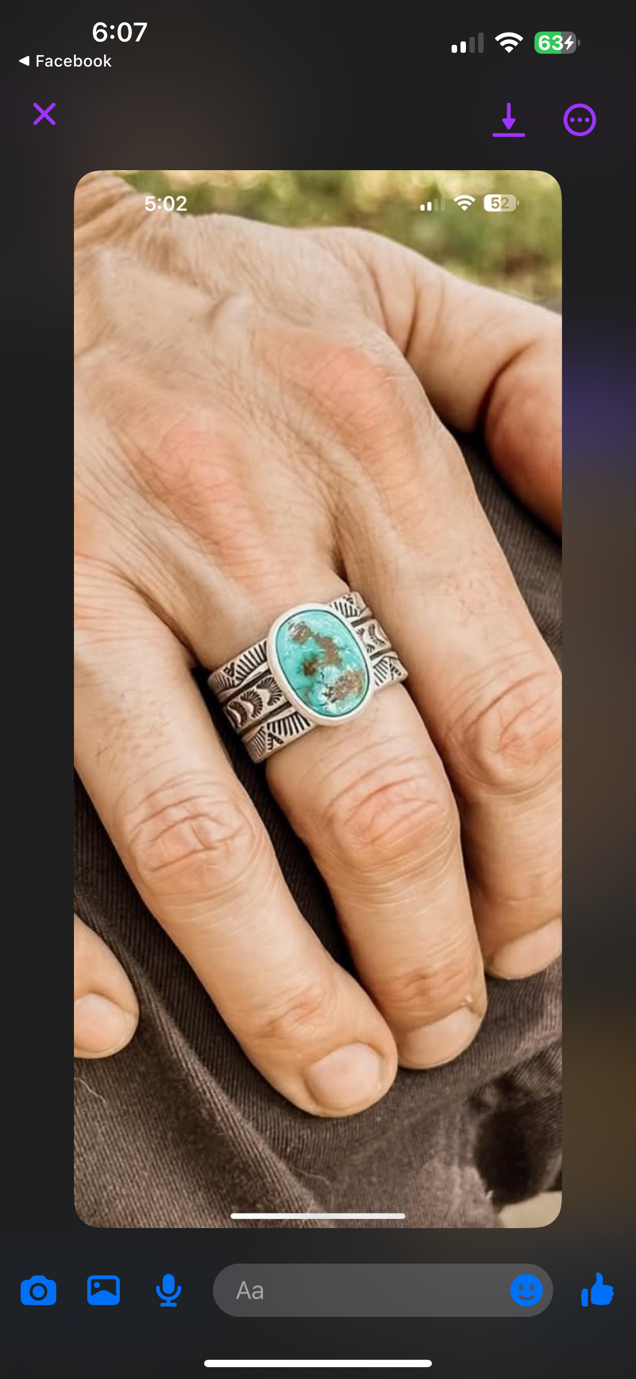 Wide band Golden Hills ring for Olga ONLY size 8.5