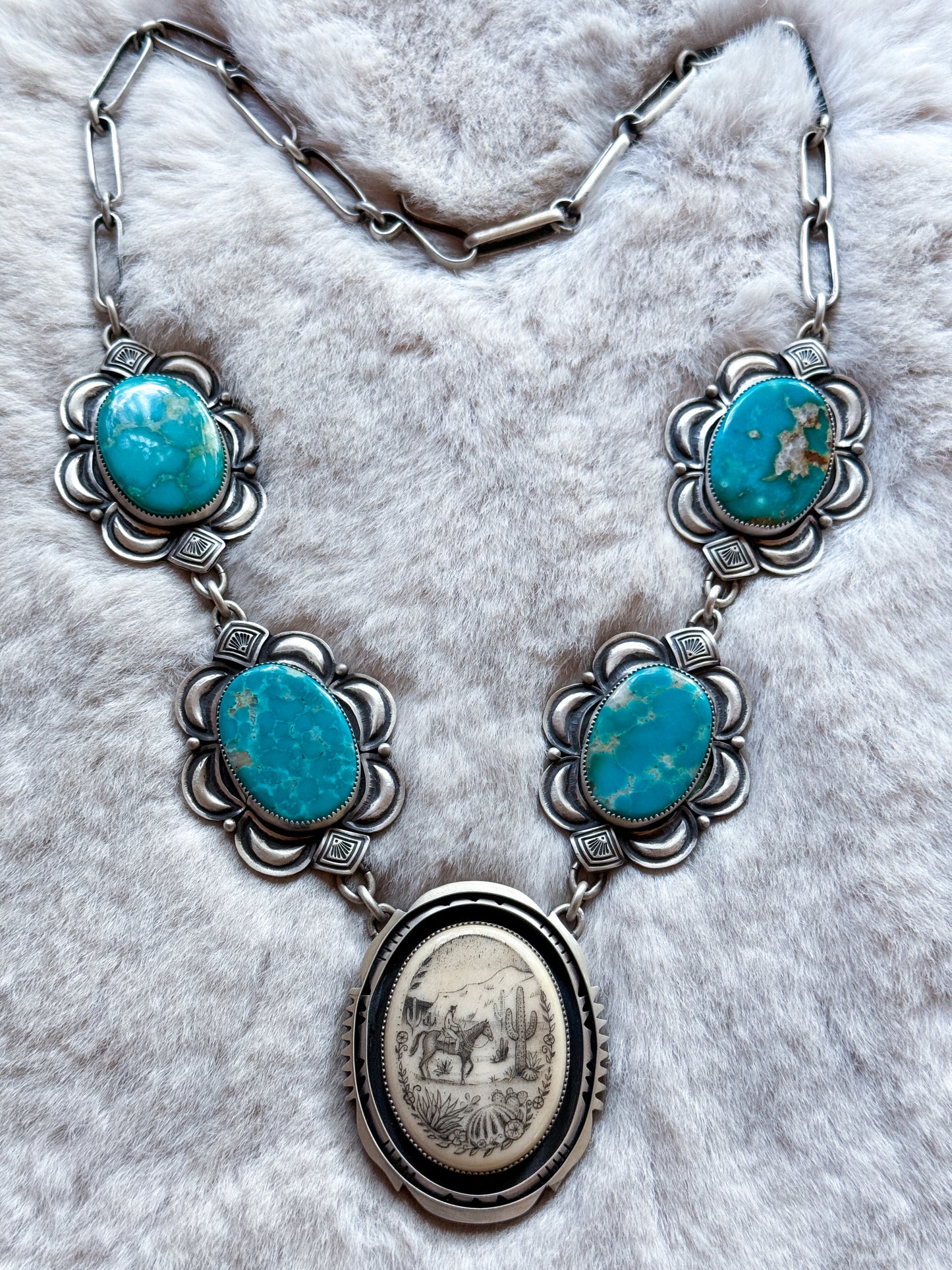 Heirloom Royston and Scrimshaw Desert Trails Necklace