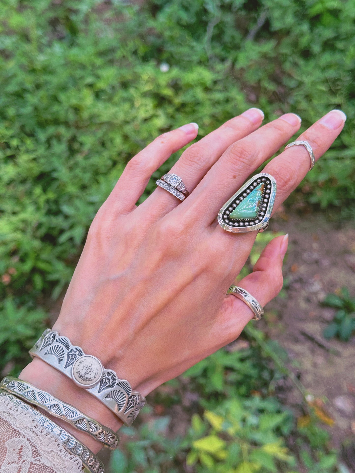 Heirloom Scallop Cuff with Saguaro Scrimshaw