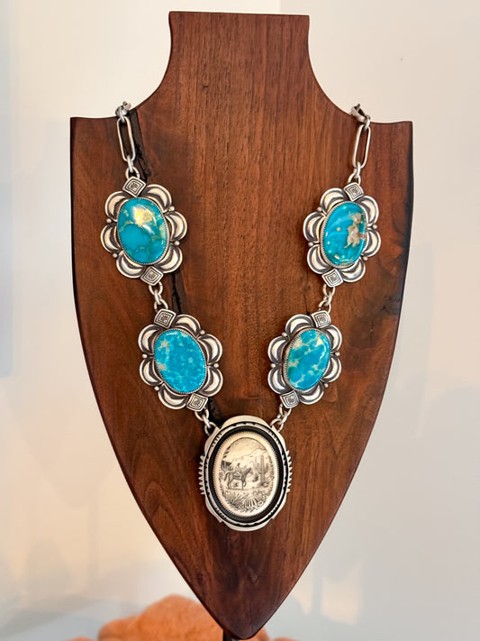 Heirloom Royston and Scrimshaw Desert Trails Necklace